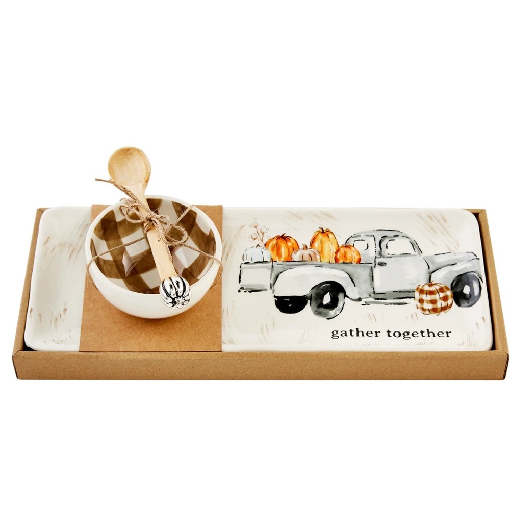 MUD PIE rustic truck dip and tray set